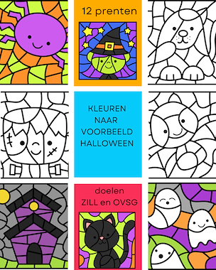 Lesmateriaal Kleuren naar voorbeeld Halloween van auteur Little Play Friends slide 1