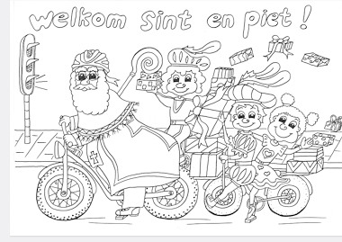 Lesmateriaal Kleurplaat sint op de fiets ( fatbike) van auteur Juf Monique