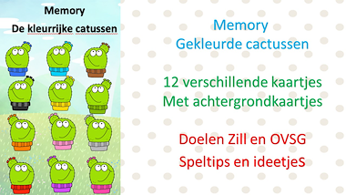 Lesmateriaal Memory - kleurrijke cactusssen van auteur Little Play Friends