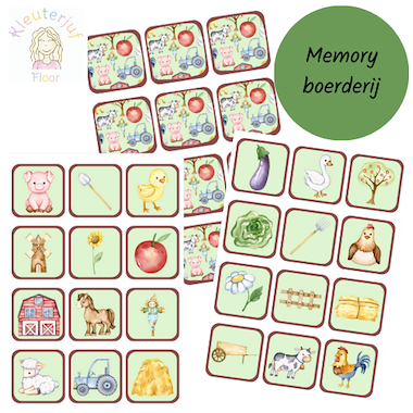 Lesmateriaal Memory boerderij van auteur Kleuterjuf_floor