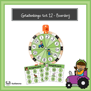 Lesmateriaal Getallenbingo tot 12 – Boerderij van auteur Juf Janina