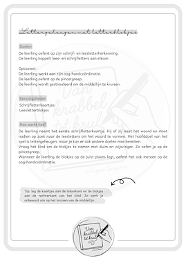 Lesmateriaal Schrijfletterspel met letterblokjes thema school van auteur Van krabbel tot krul slide 4
