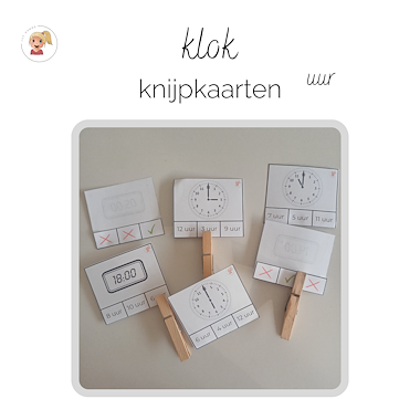 Lesmateriaal Klok - uur - knijpkaarten van auteur Juf Hanne_ slide 1