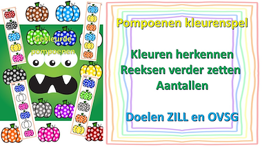 Lesmateriaal kleurenspel pompoenen van auteur Little Play Friends