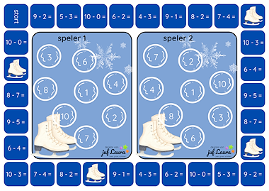 Lesmateriaal Winter - Bingospel voor 2 - Plus- en minsommen t/m 10 van auteur De klas van juf Laura slide 4