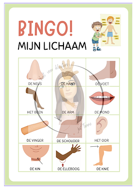 Lesmateriaal THEMA LICHAAM Bingo  van auteur juf Tinne