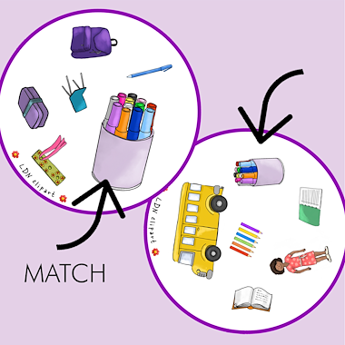 Lesmateriaal Naar school | Dobble / Matching van auteur Meisje Eigenwijsje slide 3