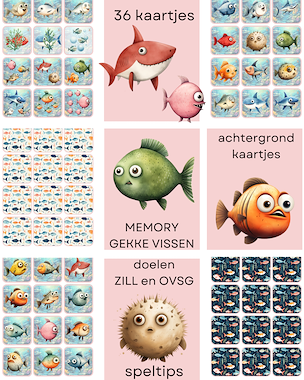 Lesmateriaal Memory - gekke vissen van auteur Little Play Friends