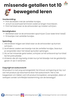 Lesmateriaal Missende getallen tot 10 bewegend leren valentijnsdag van auteur de beweegjuf slide 3