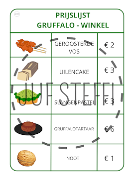 Lesmateriaal winkelhoek – De Gruffalo van auteur Juf Steffi