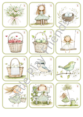 Lesmateriaal Schattige memory - meisje in de tuin - lente en zomer van auteur Little Play Friends slide 4