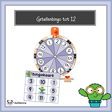 Lesmateriaal Getallenbingo tot 12 van auteur Juf Janina