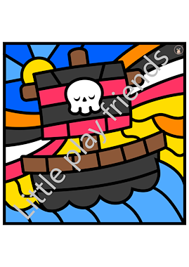 Lesmateriaal Kleuren naar voorbeeld - piraten van auteur Little Play Friends slide 4