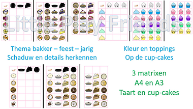 Lesmateriaal Matrix - taarten en cupcakes van auteur Little Play Friends slide 3