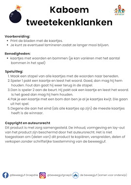 Lesmateriaal Kaboem tweetekenklanken van auteur de beweegjuf slide 3