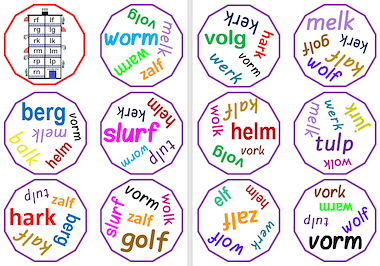 Lesmateriaal dobble-spel woorden als tulp en geen tulup. van auteur Janet Baptist slide 2