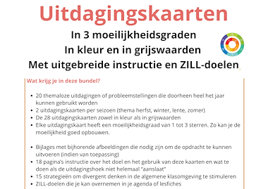 Lesmateriaal Uitdagingskaarten Probleemhoek Themaloos + BONUS Seizoenen  van auteur Tine Bols slide 2