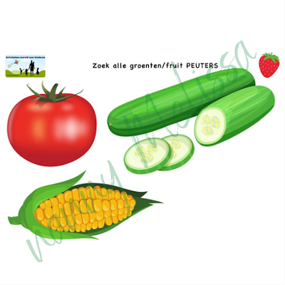 Lesmateriaal Thema eten - Zoek en sorteer het groenten/fruit PEUTERS van auteur Nanny Melissa slide 3