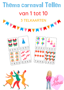 Lesmateriaal Telblaadje carnaval van 0 tot 10 van auteur Juf_Astrid