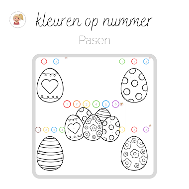 Lesmateriaal Pasen - kleuren op nummer van auteur Juf Hanne_