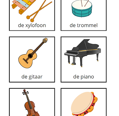 Lesmateriaal Woordkaartjes muziekinstrumenten van auteur Juf EvVa slide 2