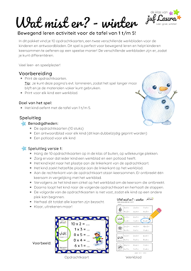 Lesmateriaal Winter - Wat mist er? - Tafel 1 t/m 5 van auteur De klas van juf Laura slide 4