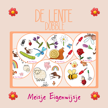 Lesmateriaal De lente - Dobble - 32 kaarten van auteur Meisje Eigenwijsje