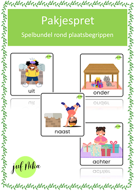lesmateriaal Pakjespret plaatsbegrippen van auteur Juf Nika
