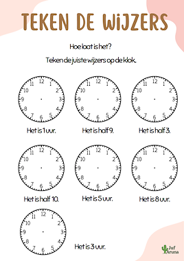 Lesmateriaal Oefenbundel kloklezen: uur en halfuur van auteur Aruna_vrtngn slide 2