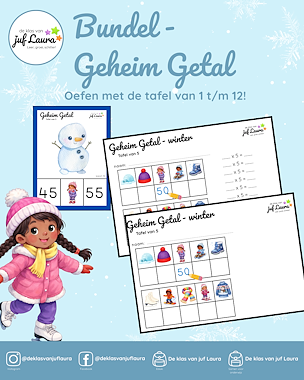Lesmateriaal Winter - Bundel - Geheim Getal - Tafel van 1 t/m 12 van auteur De klas van juf Laura