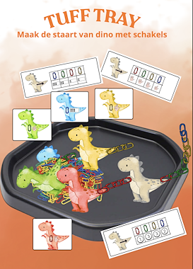 Lesmateriaal Thema dino's:  Tuff tray schakels van auteur Juf Katy