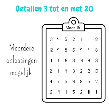 Lesmateriaal Maak... Rekenspel optellen plussommen rekenen tot en met 20 van auteur My Teacher Shares slide 4