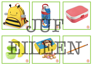 Lesmateriaal Thema naar school sprekende muur/ memory kaartjes van auteur juf Eileen