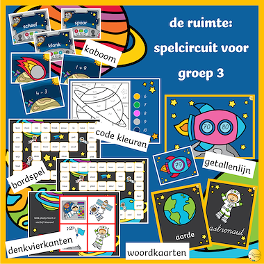 Lesmateriaal De ruimte: spelcircuit voor groep 3 van auteur JufJoyceKuenen