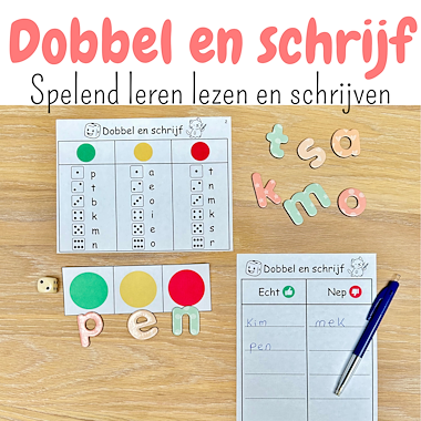 Lesmateriaal Dobbel en schrijf | spelend leren lezen en schrijven groep 3 van auteur My Teacher Shares