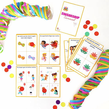 Lesmateriaal Zinsbegrip - thema carnaval van auteur Logopedie Ideetjes slide 2