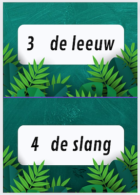 Lesmateriaal propjesdictee thema jungle van auteur Juf Kitty B slide 3