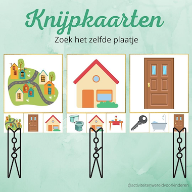 Lesmateriaal Dit is mijn huis - knijpkaarten zelfde plaatje van auteur Nanny Melissa