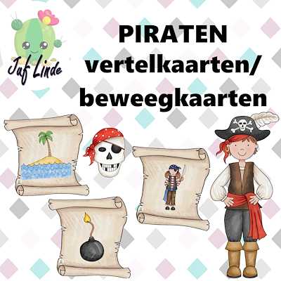 Lesmateriaal Piraten vertelkaarten/beweegkaarten van auteur juf Linde slide 1