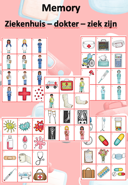 Lesmateriaal Memory - ziek zijn - ziekenhuis - dokter van auteur Little Play Friends