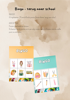 Lesmateriaal Bingo - terug naar school van auteur Juf Lise