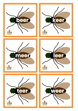 Lesmateriaal Vliegenmepperspel eer, oor, eur woorden van auteur de beweegjuf slide 3