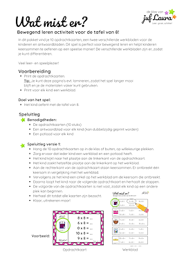 Lesmateriaal Bewegend leren - Wat mist er? - Tafel van 8 van auteur De klas van juf Laura slide 4