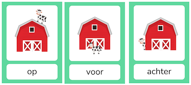Lesmateriaal Plaatsbegrippen thema boerderij van auteur JufEllen98 slide 1