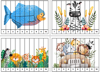 Lesmateriaal Getalrij puzzel van klein naar groot 1 t/m 10. dieren. van auteur Juf ilona slide 2