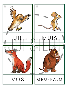 Lesmateriaal Woordkaarten (kapitalen) - De Gruffalo van auteur Juf Steffi