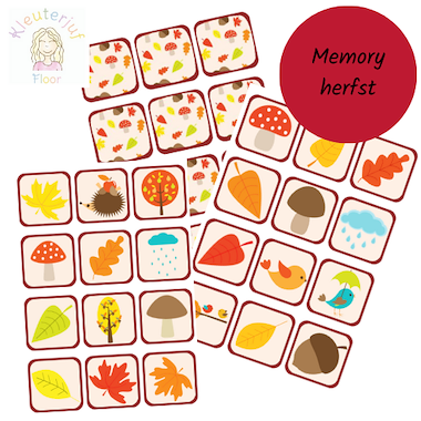 Lesmateriaal herfst memory van auteur Kleuterjuf_floor slide 1