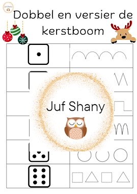 Lesmateriaal Dobbel en versier de kerstboom - schrijfpatronen van auteur Juf Shany slide 2