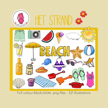 Lesmateriaal Zomer Clip art - Op het strand (rechtenvrij te gebruiken) van auteur LDN Clipart