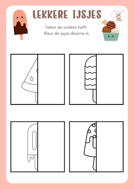 Lesmateriaal Teken de andere helft: ijsjes van auteur Little Play Friends slide 3